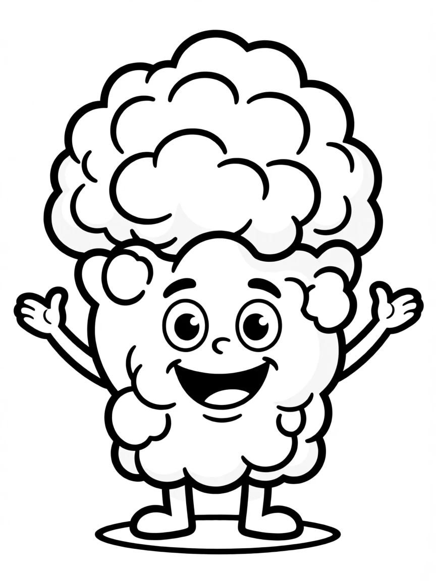 A proud piece of popcorn with a puffy shape.