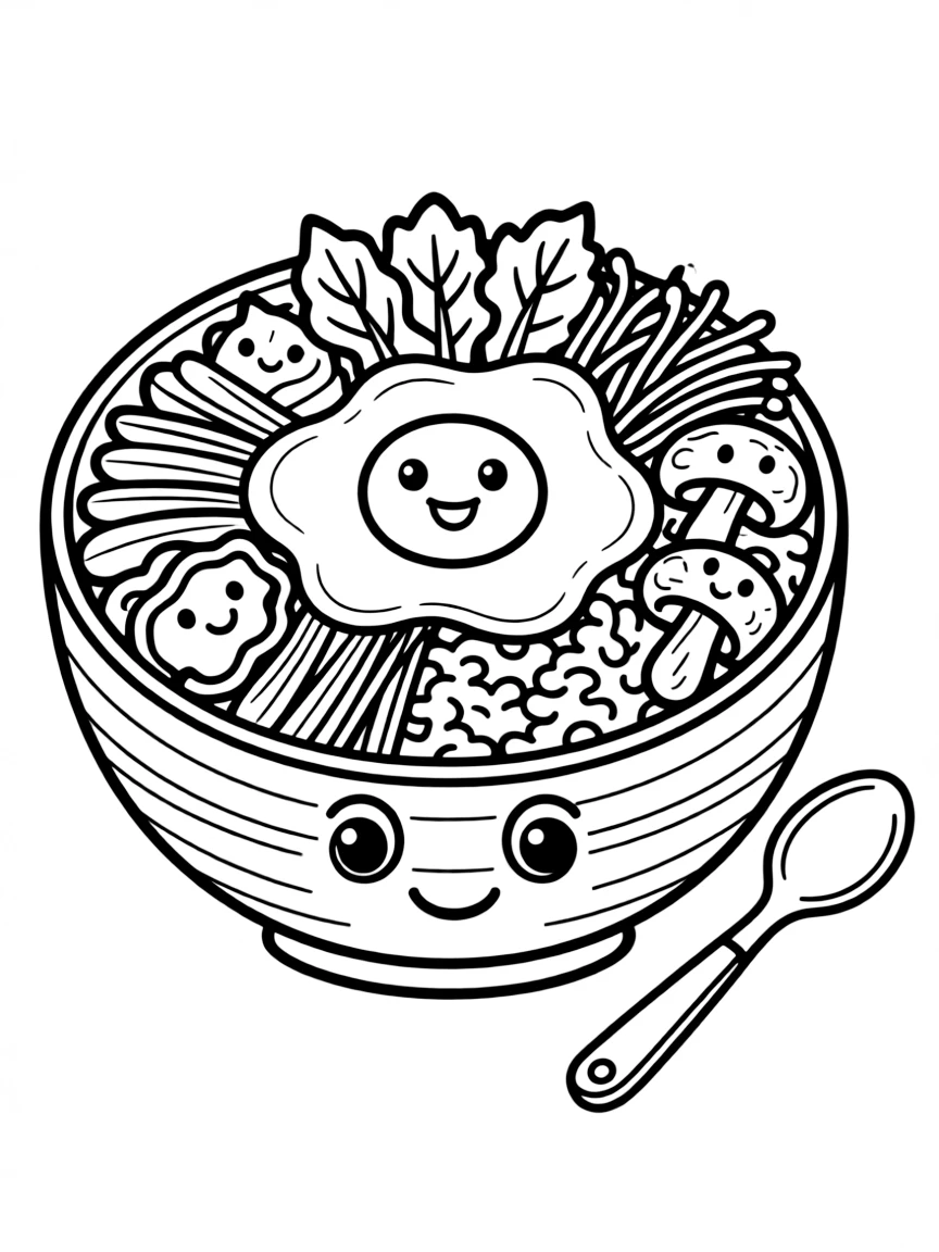 A silly bibimbap with a fried egg.