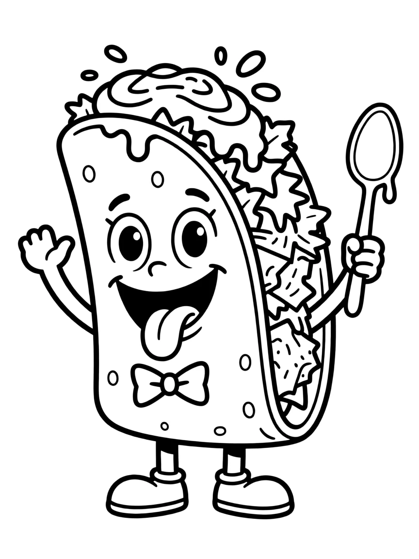 A silly taco with salsa.