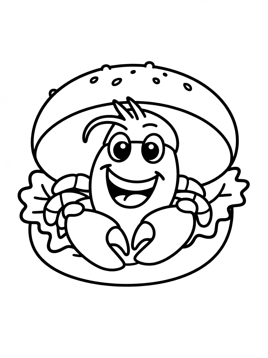 A happy lobster roll with a buttery bun.