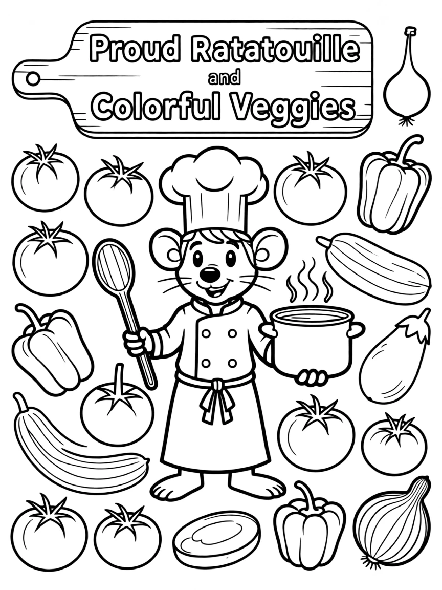 A proud ratatouille with colorful veggies.