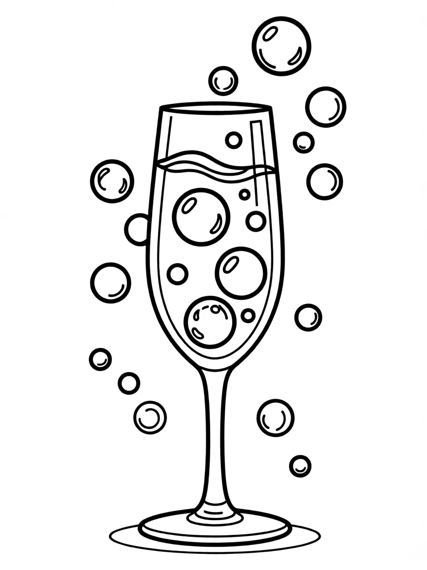 A bubbly kir royale with floating bubbles.