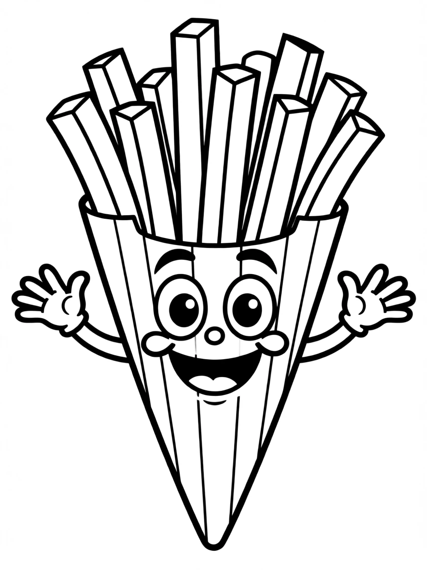 A happy frites cone with a happy smile.