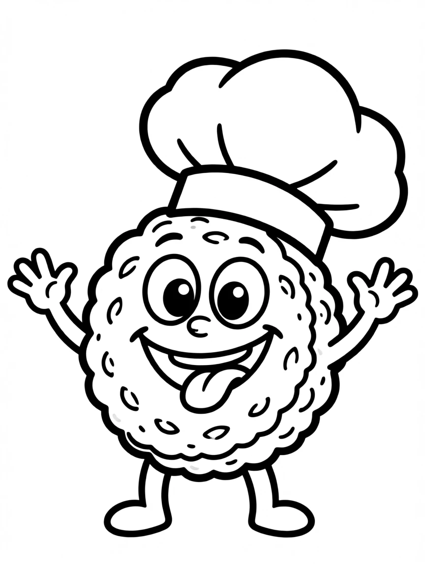 A smiling Frikadelle with a happy patty.