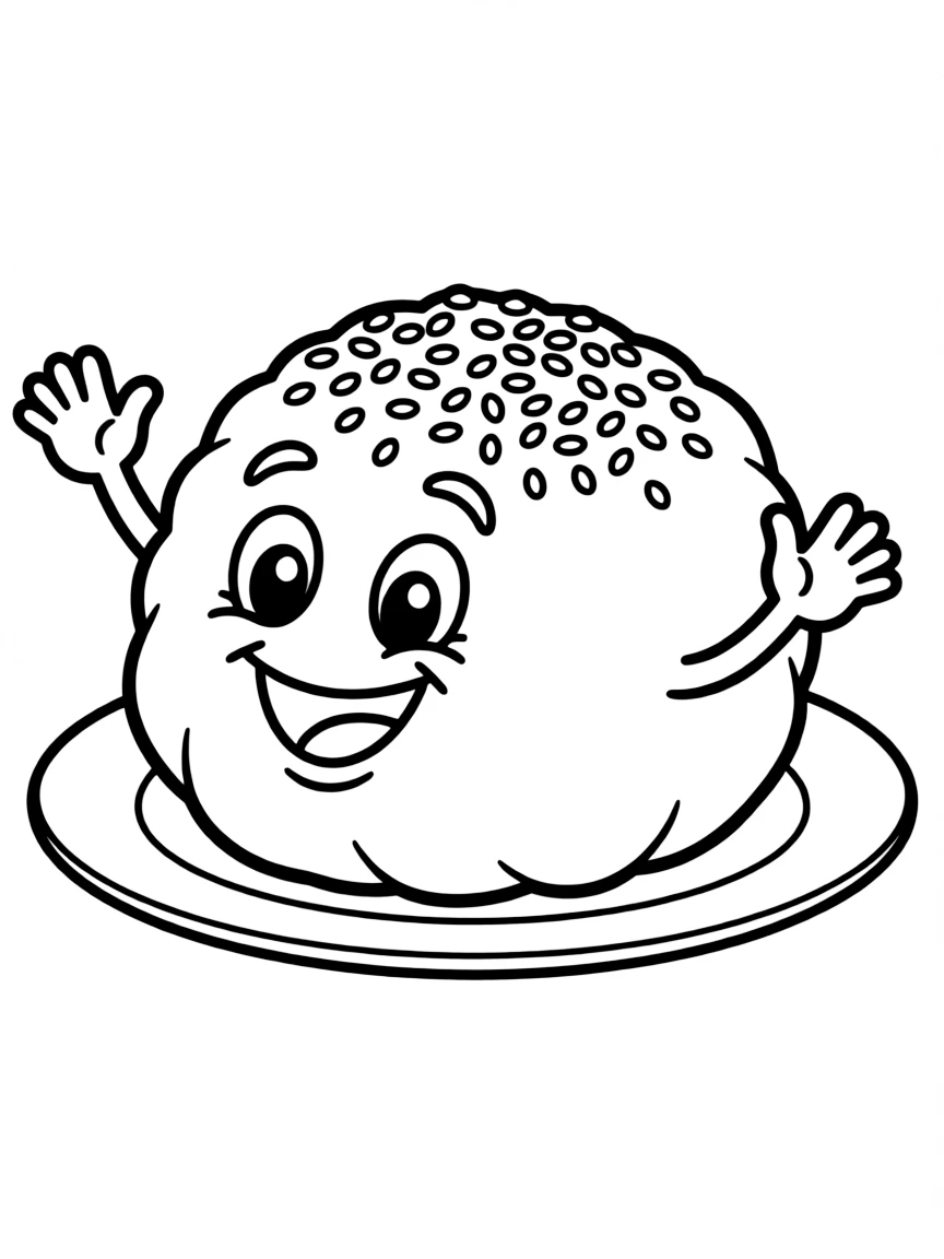 A joyful Germknödel with a poppy seed topping.