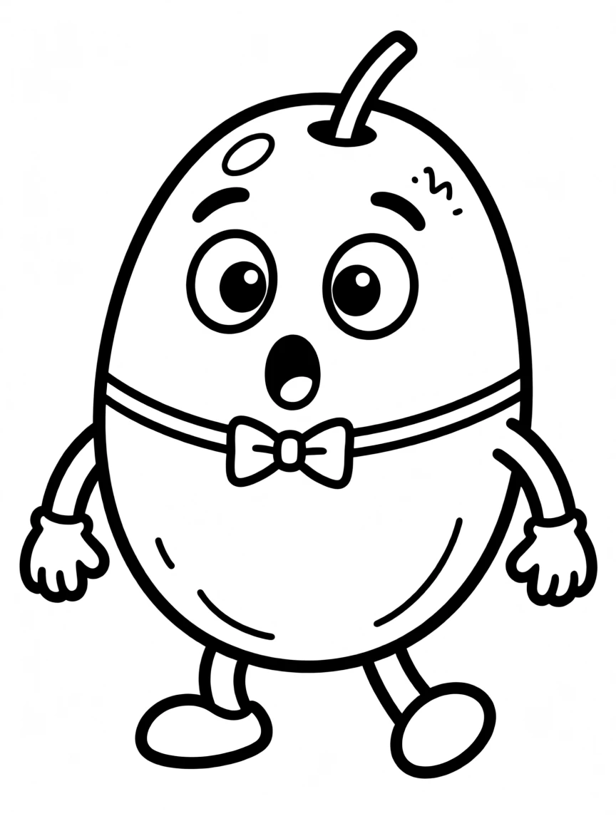 A mischievous olives with a surprised face.