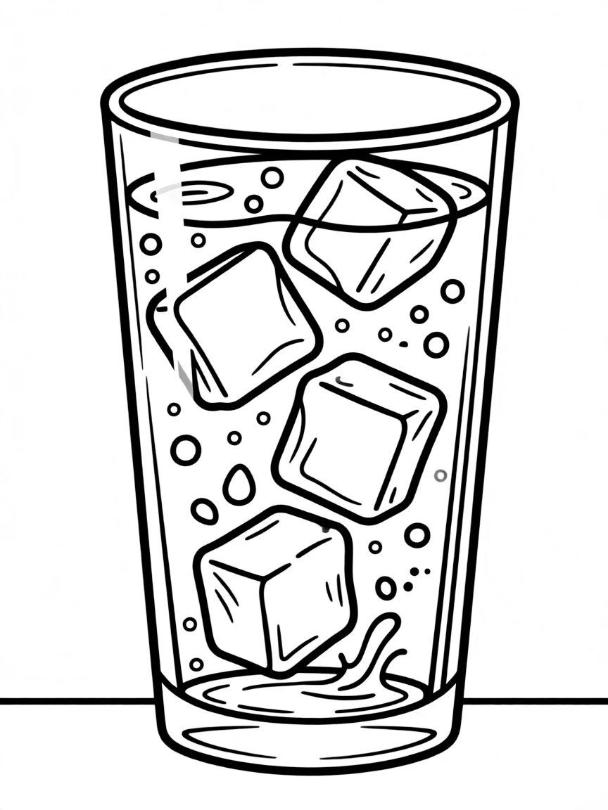 A tall, cold glass of water with ice cubes clinking.