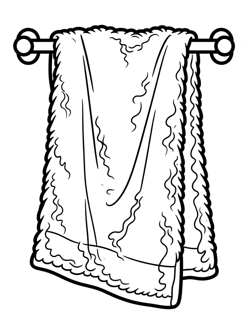 A fluffy towel hanging on a rack.