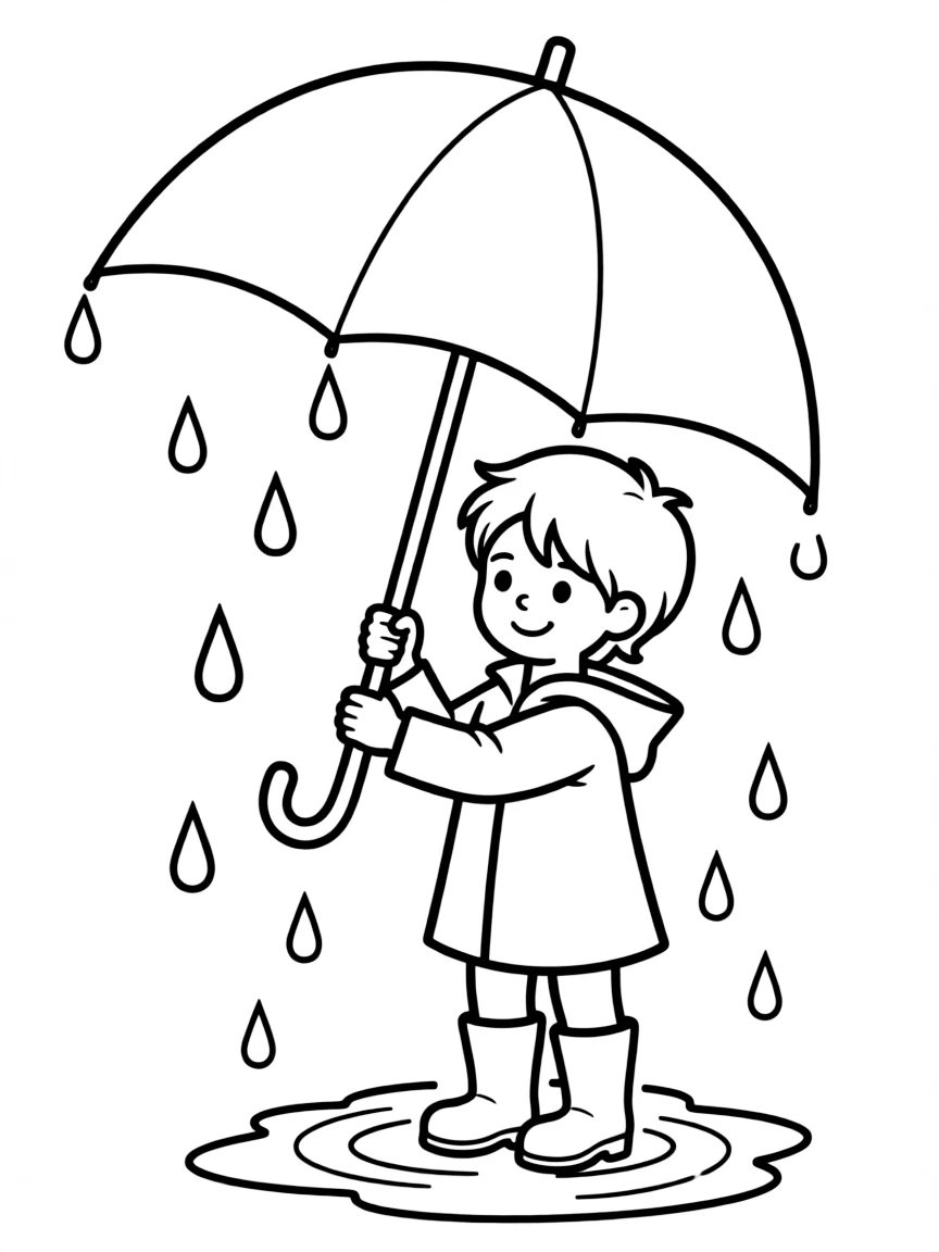 A tall umbrella protecting from raindrops.