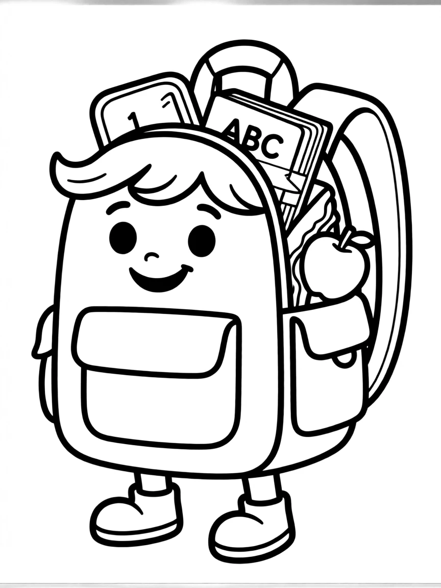 A helpful backpack filled with books and snacks.
