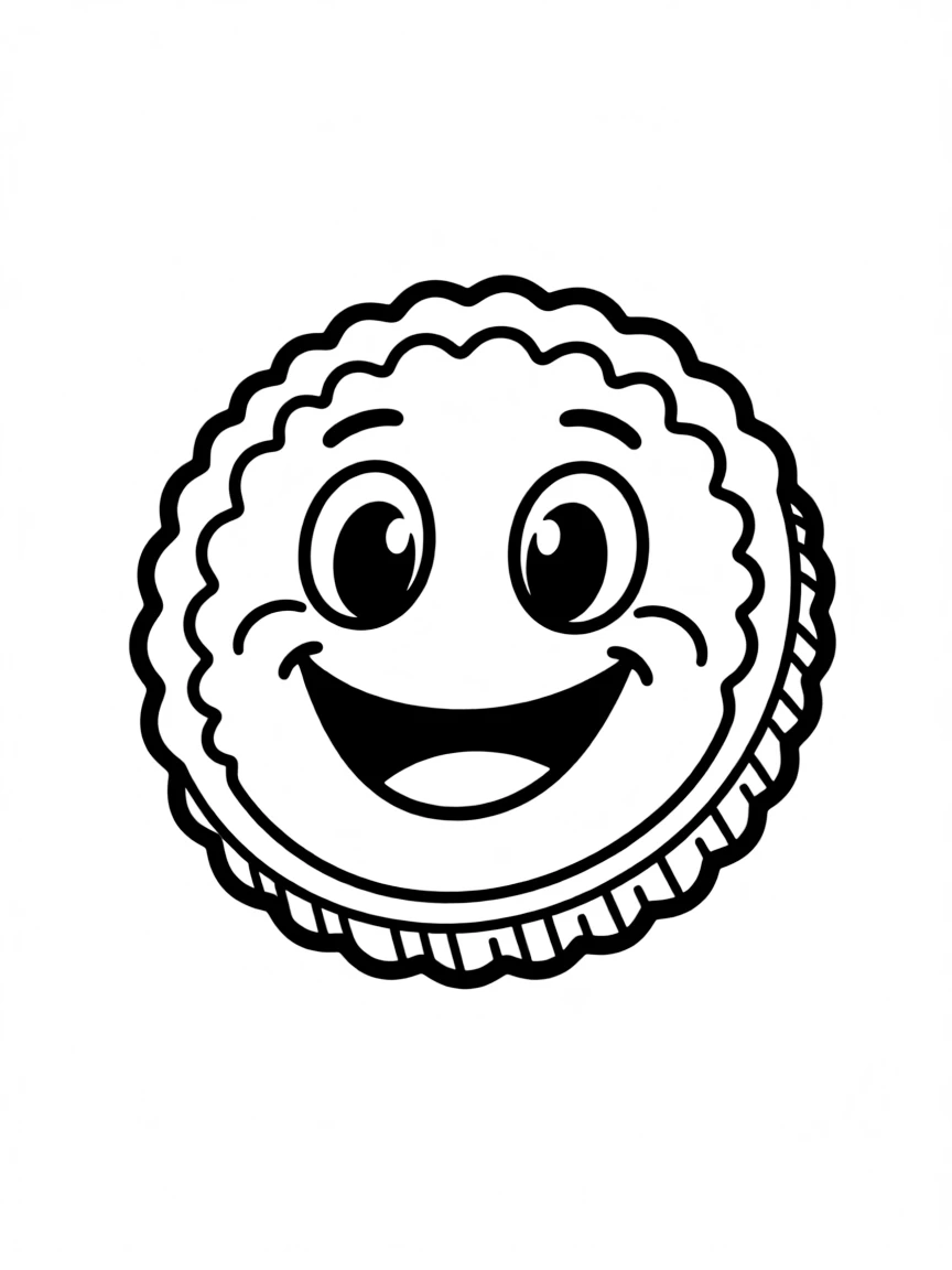 A tiny coin with a smiling face.