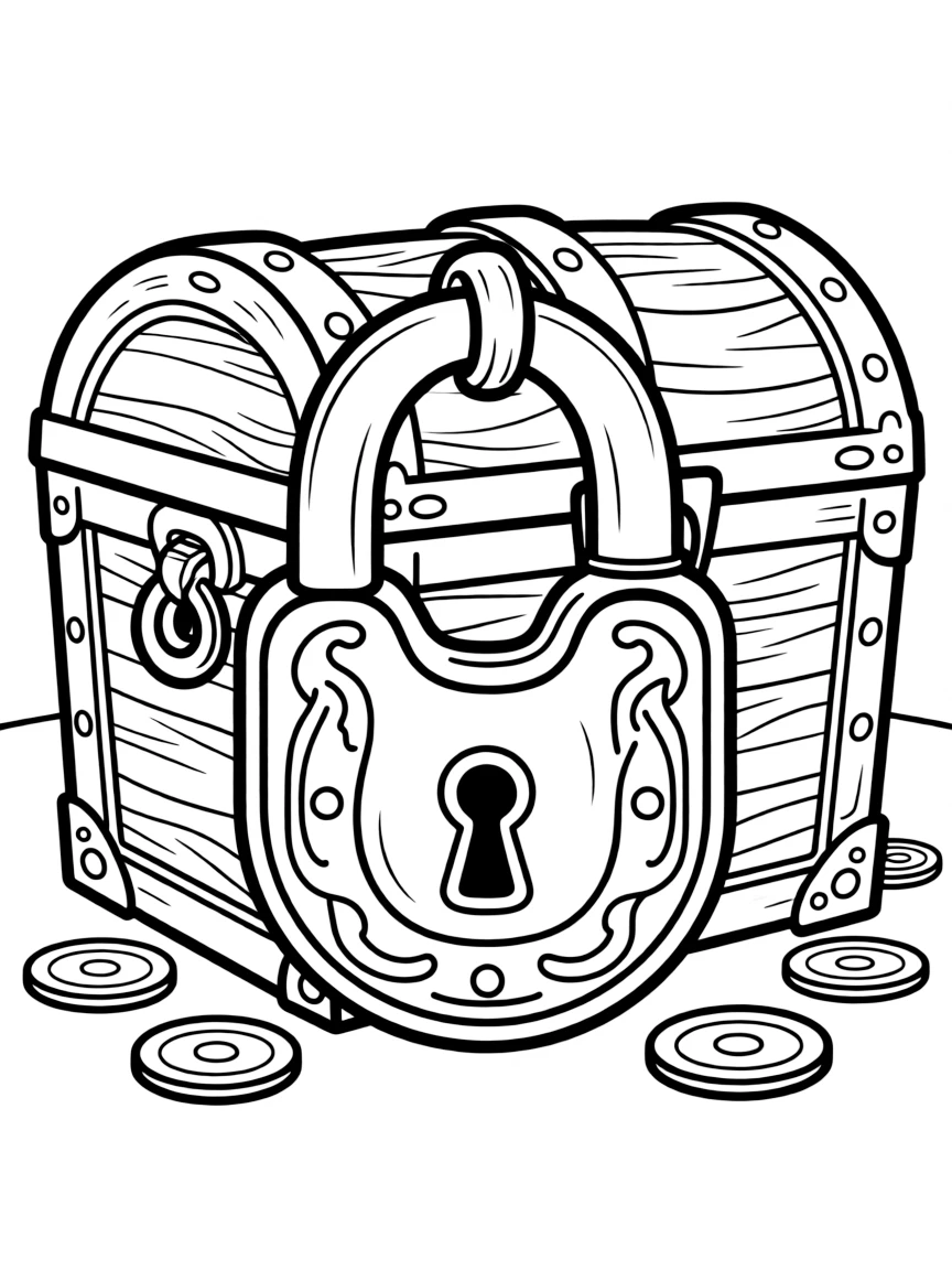 A strong lock protecting a treasure chest.