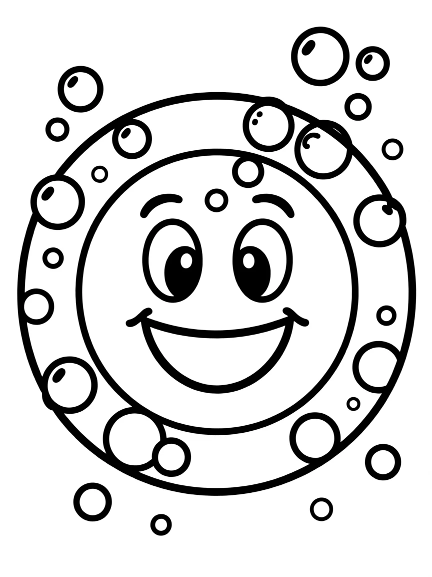 A bubbly plate with a happy face.