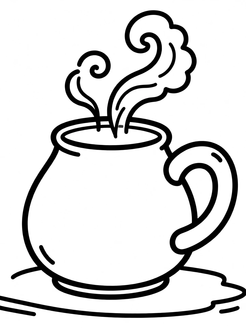 A bubbly mug with steam rising from it.