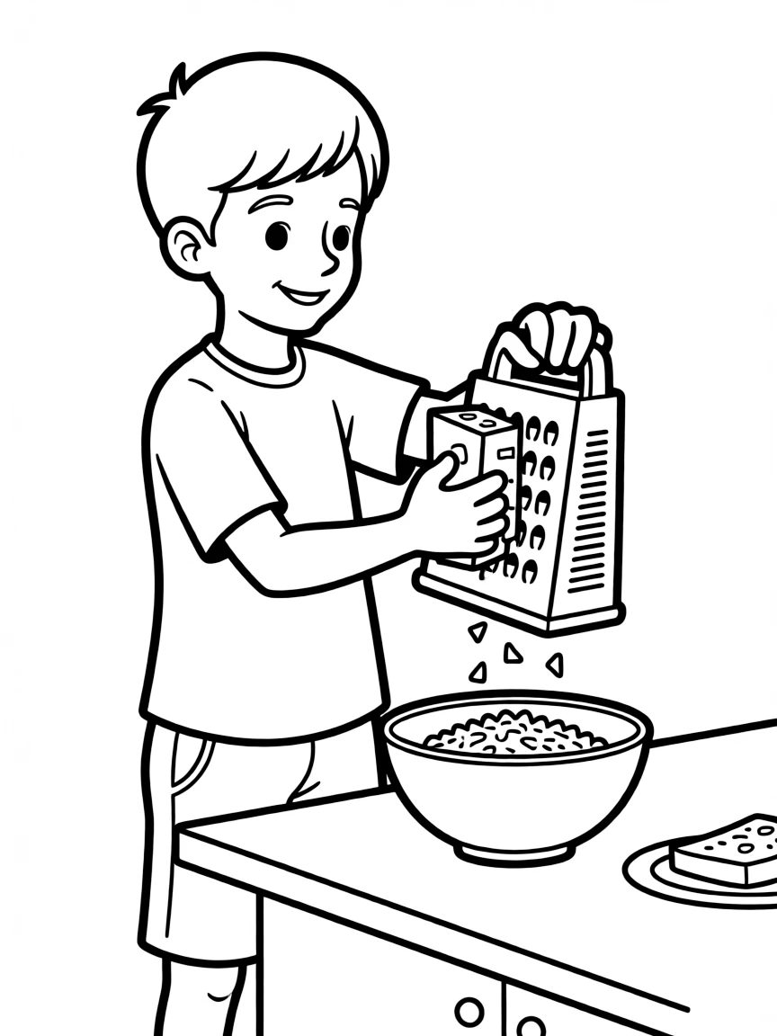 A sharp grater grating cheese.