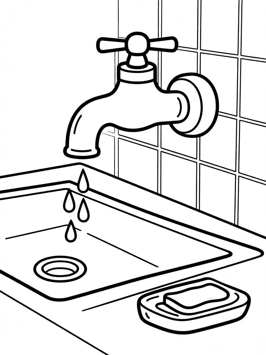A squeaky faucet dripping water.