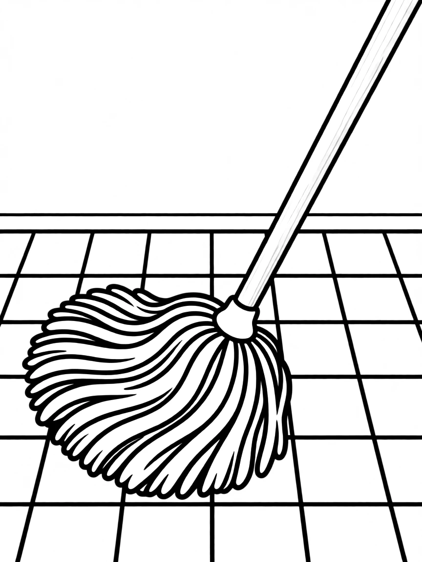 A colorful mop cleaning the floor.