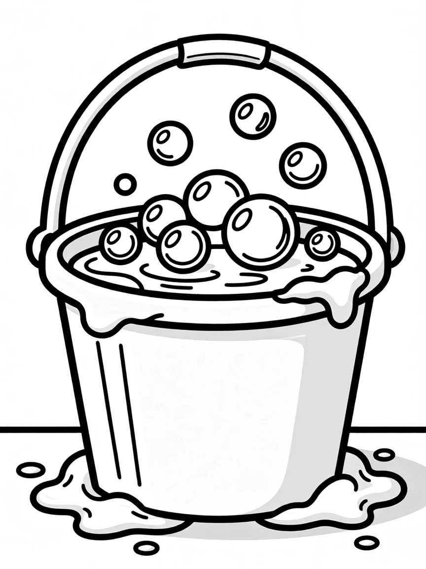 A bubbly bucket filled with soapy water.