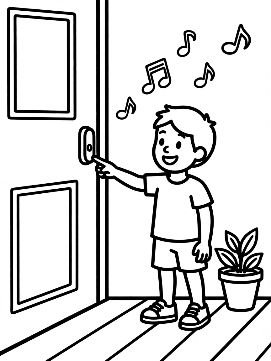 A ringing doorbell announcing a visitor.