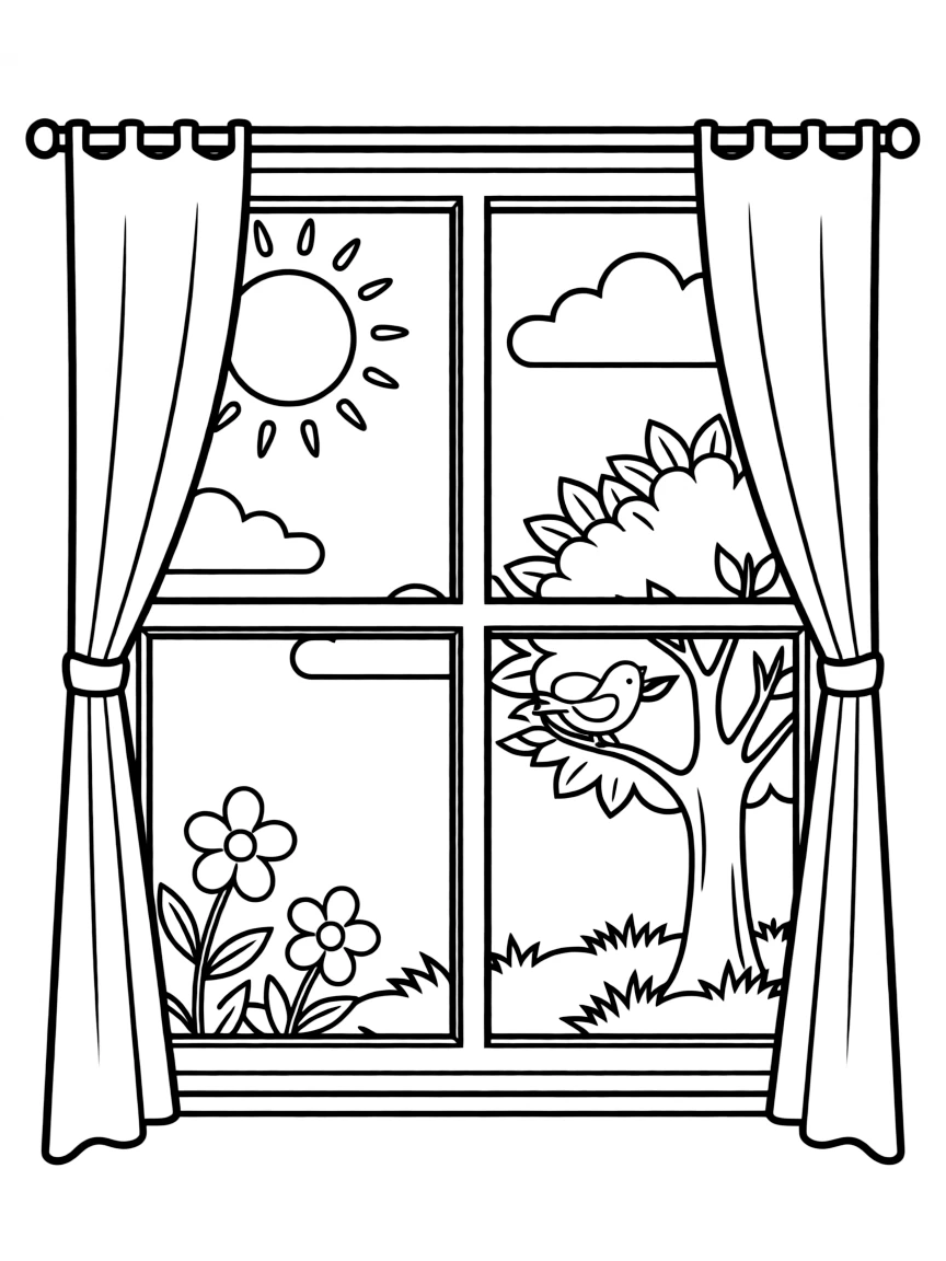 A clear window looking out at a sunny day.