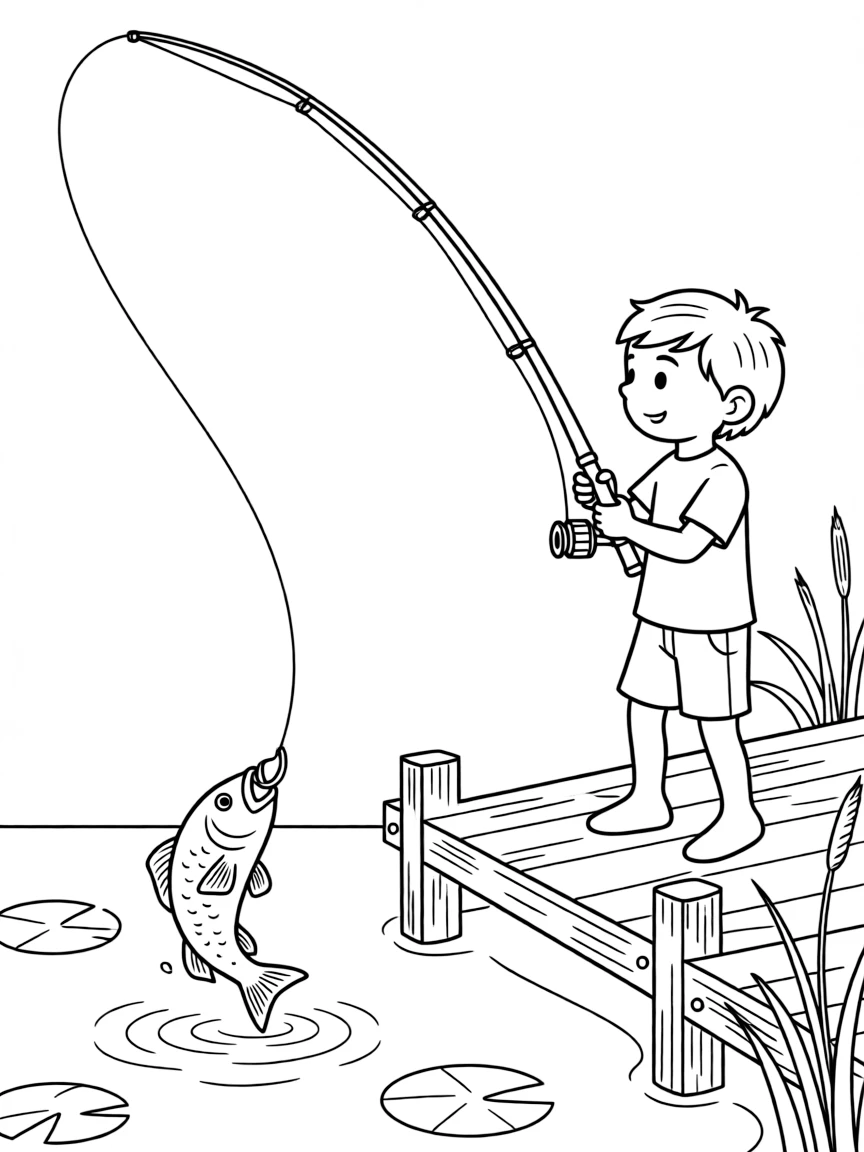 A strong fishing rod catching a fish.