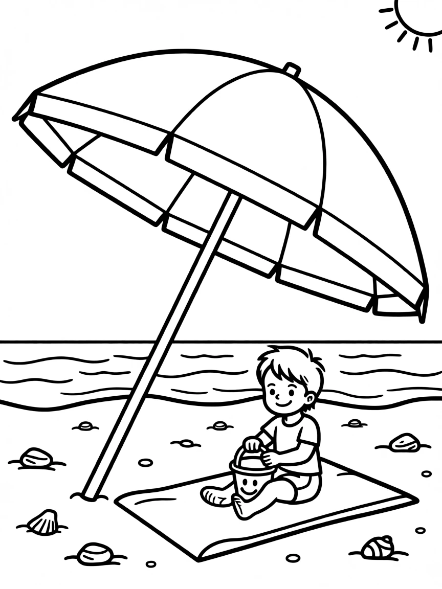 A strong beach umbrella shading from the sun.