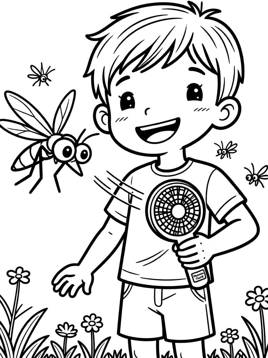 A buzzing mosquito repellent protecting from bites.