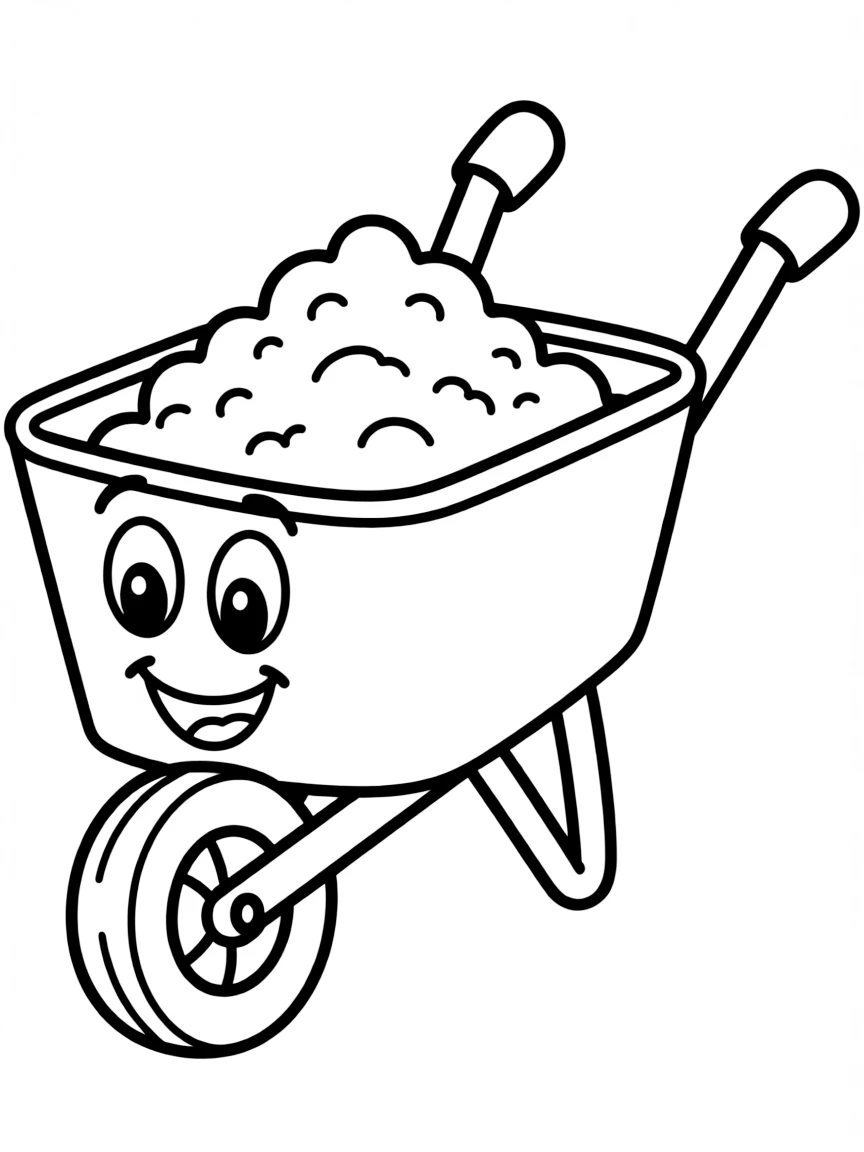 A bubbly wheelbarrow carrying dirt.