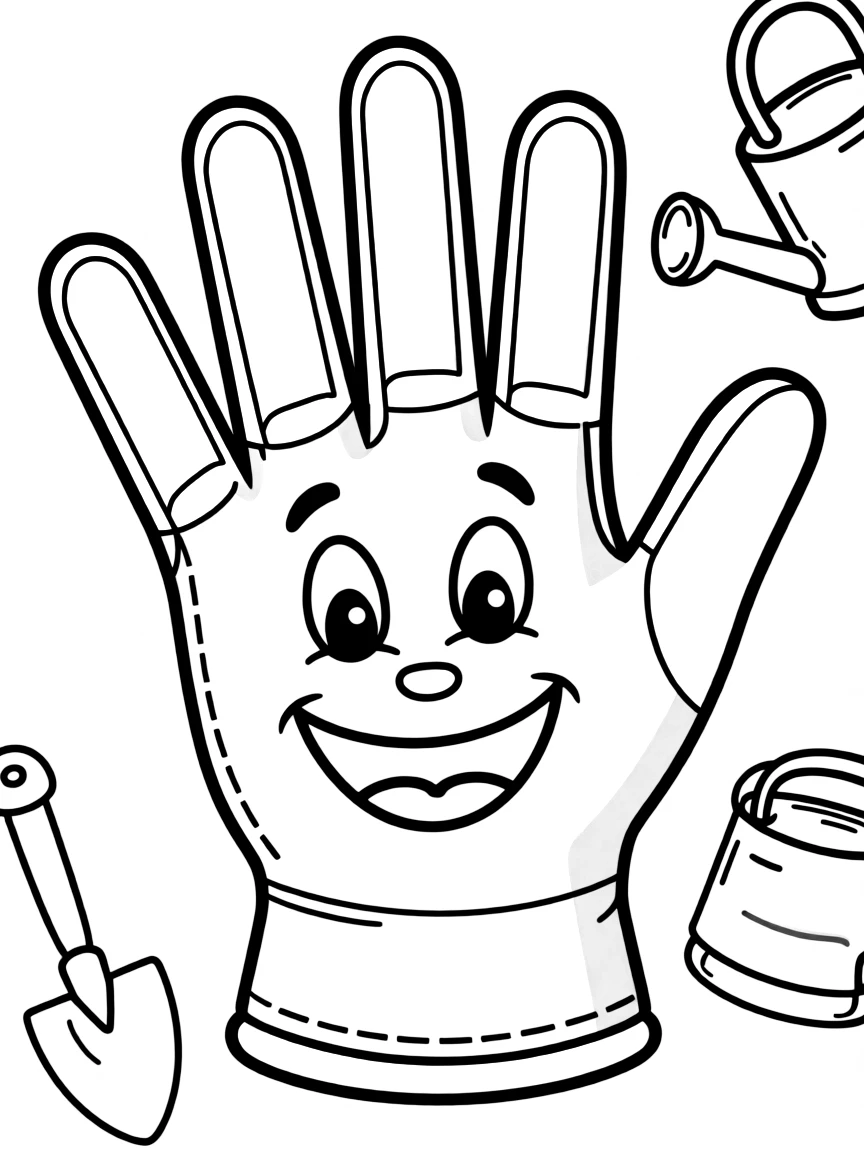A friendly gardening glove with green fingers.