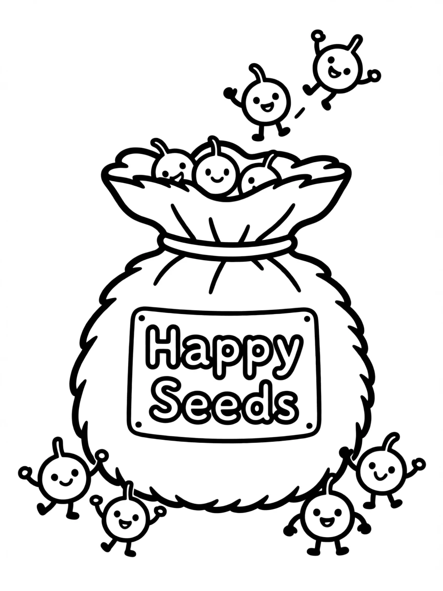 A fluffy seed packet with little happy seeds.