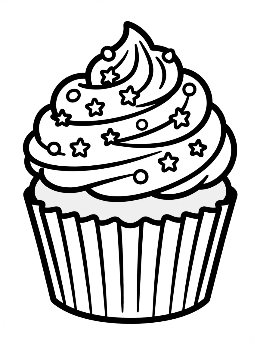 A yummy cupcake with sprinkles.