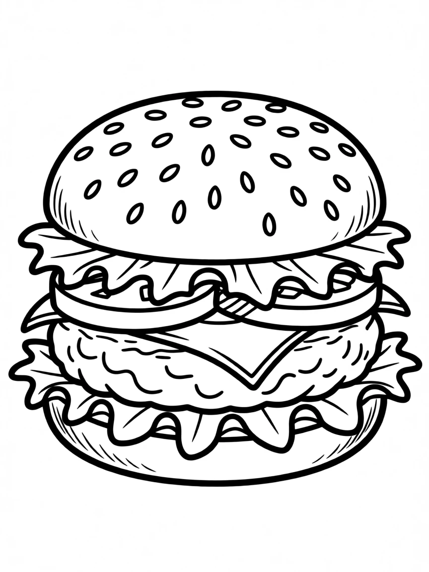 A juicy hamburger with all the fixings.