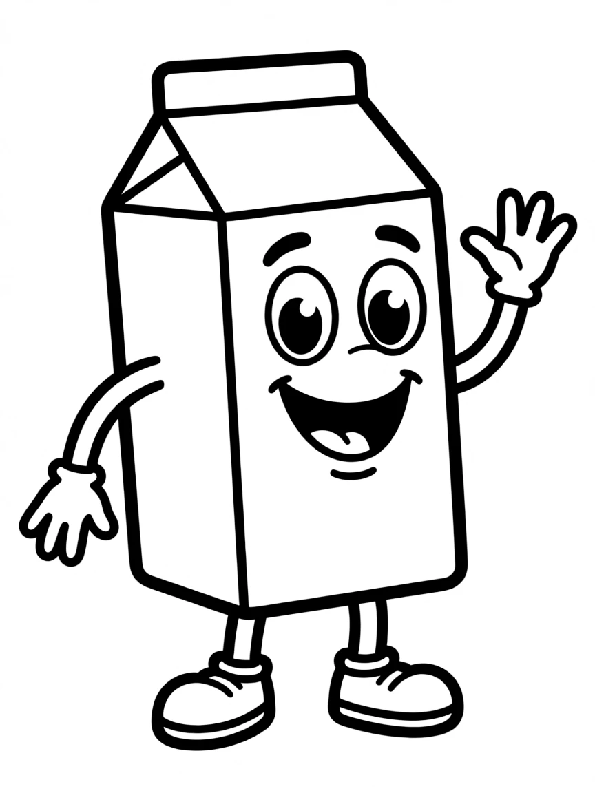 A bubbly milk carton with a smiling face.