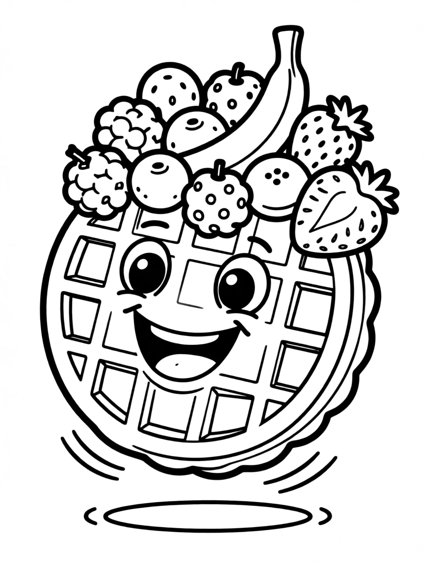 A bouncy waffle with fruit.