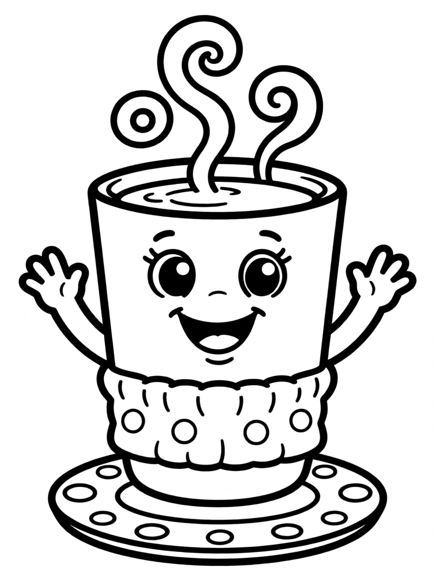 A bubbly coffee cup with steam.