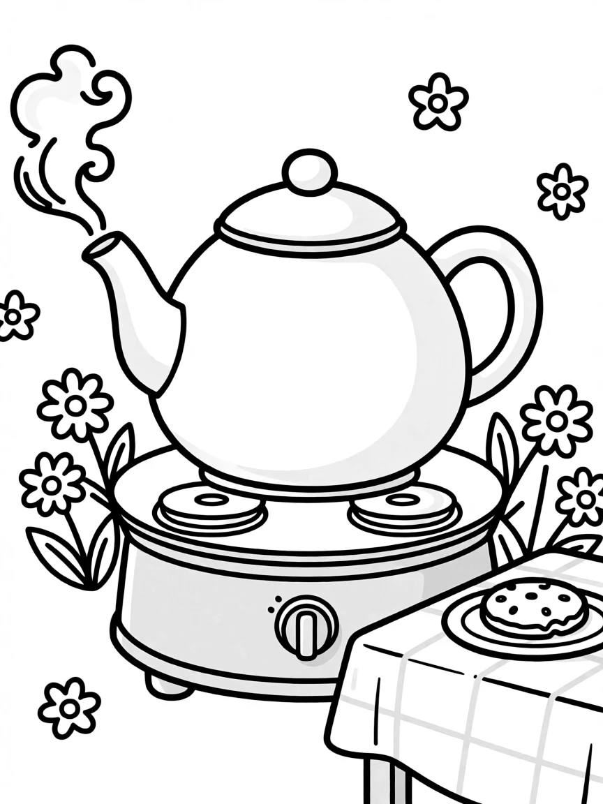 A cozy teapot whistling.