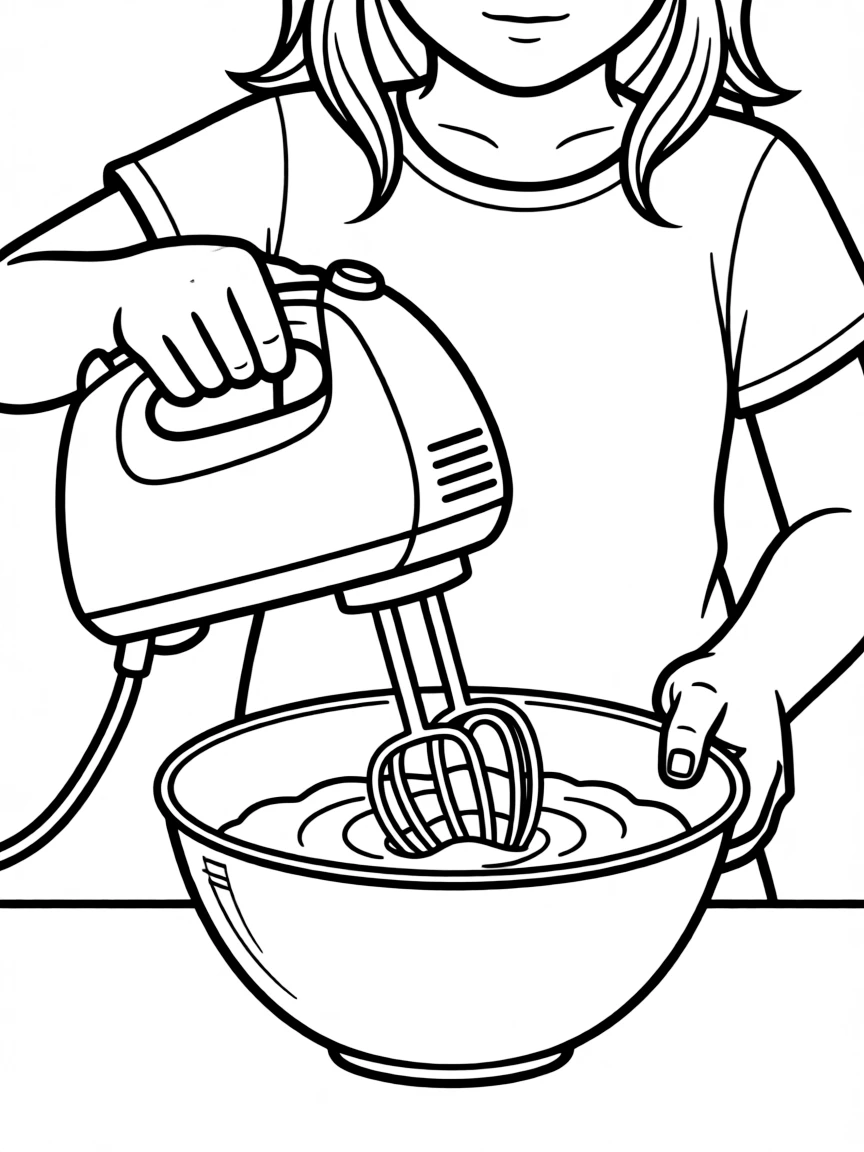 A sharp mixer stirring batter.