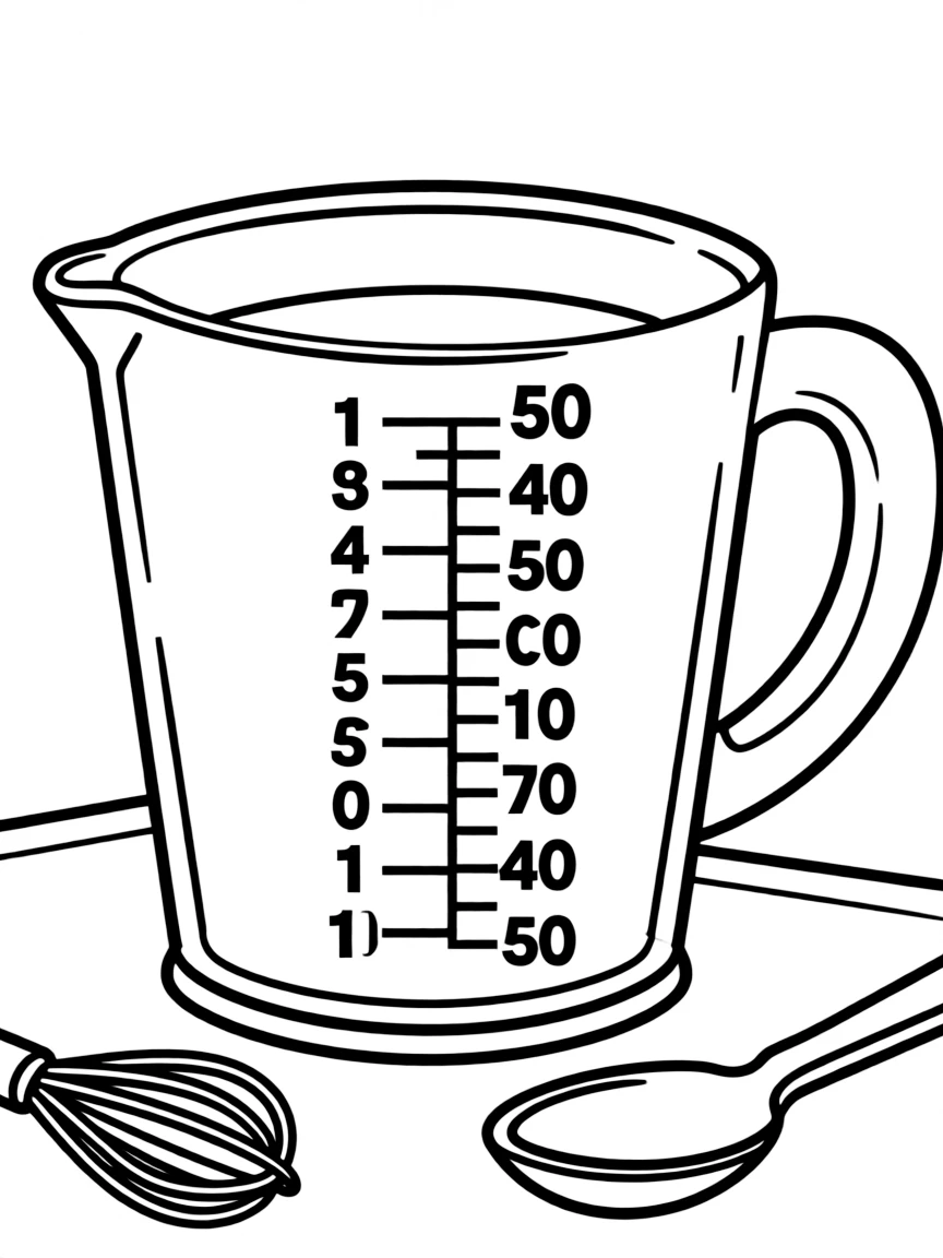 A strong measuring cup with numbers.