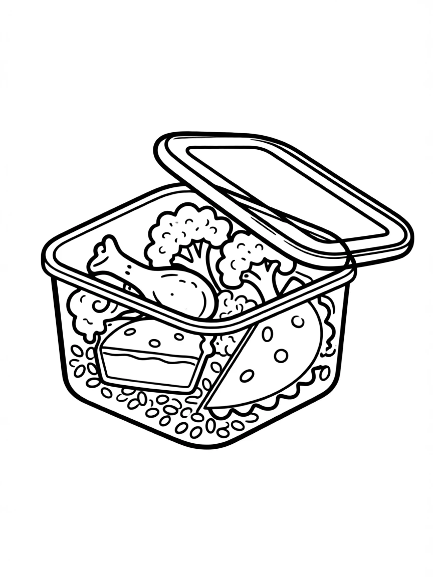 A clear food container with leftovers.