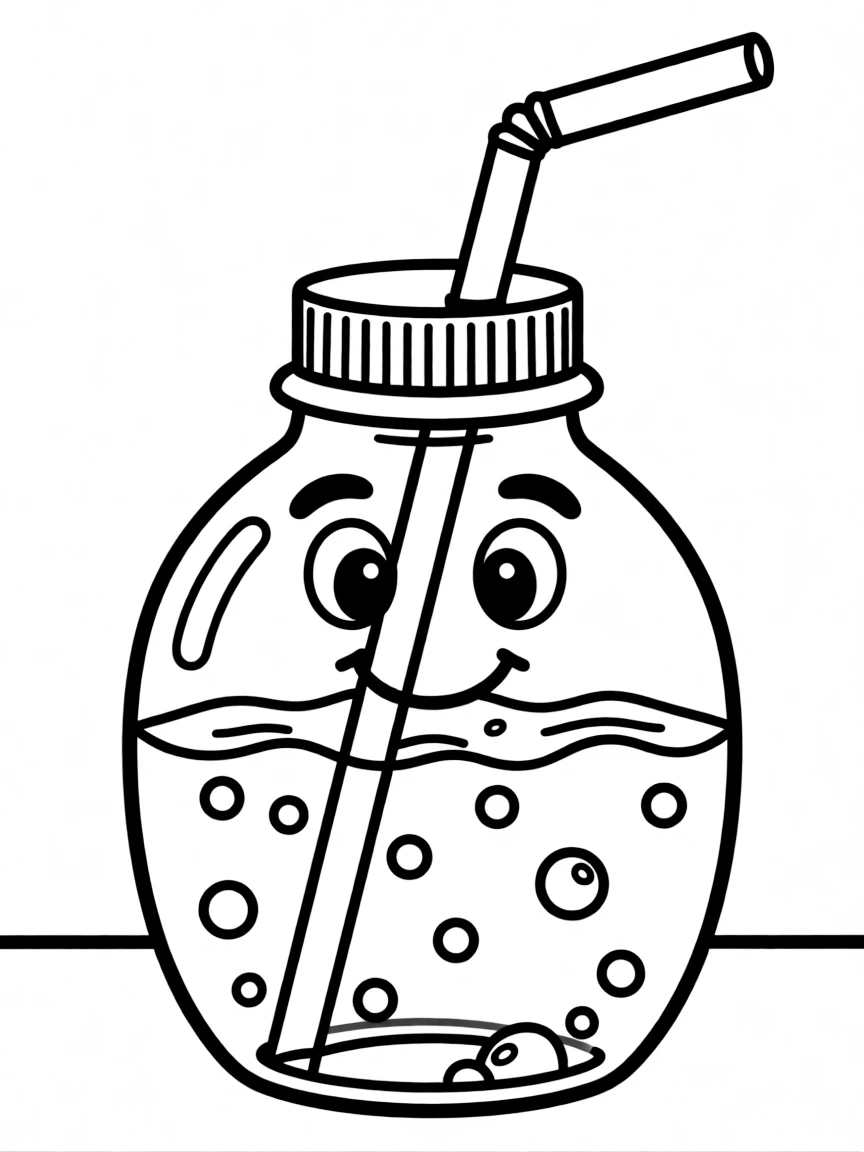 A bubbly water bottle with a straw.