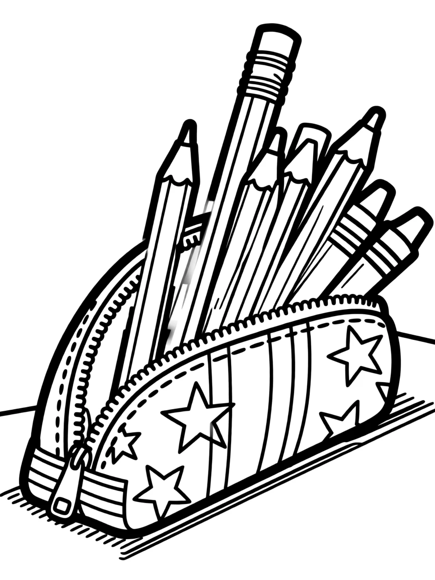 A colorful pencil case with pencils and crayons.