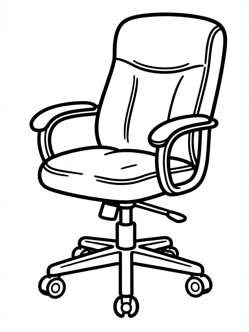 A comfy desk chair with wheels.