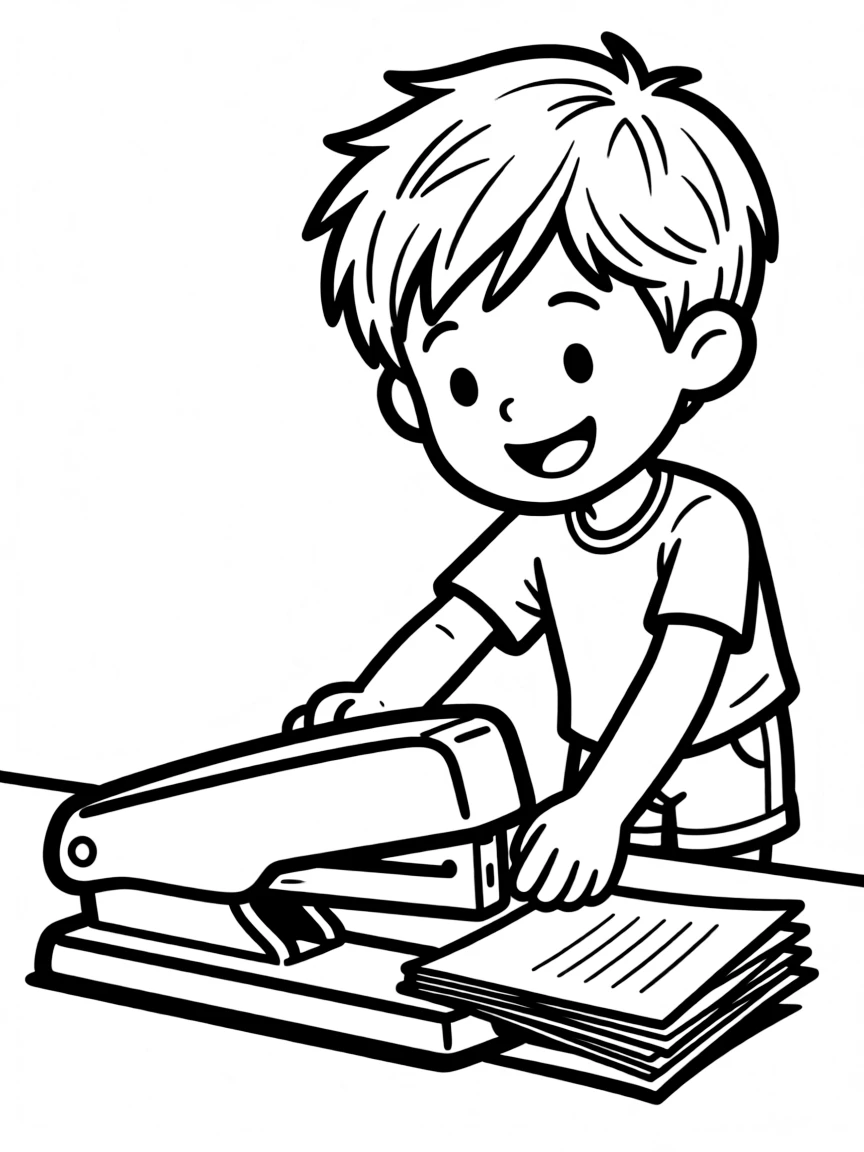 A clicking stapler stapling papers.