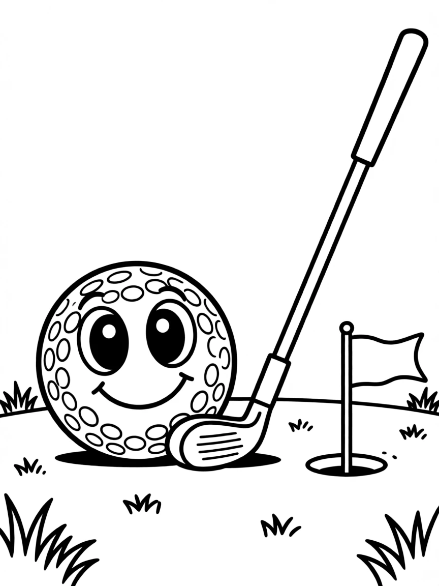 A happy golf ball being putted.