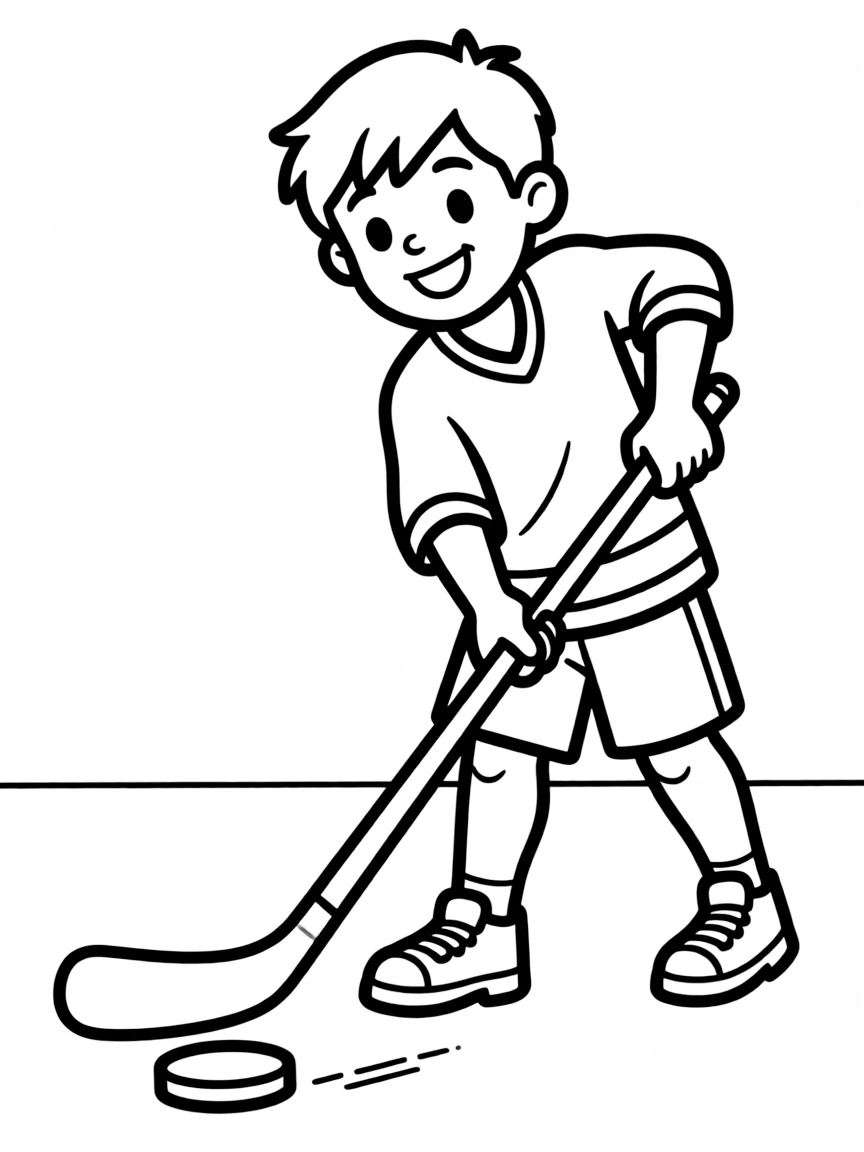 A strong hockey stick hitting a puck.