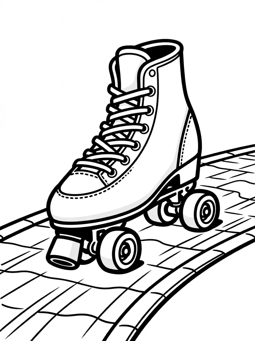 A pointy roller skate rolling on pavement.