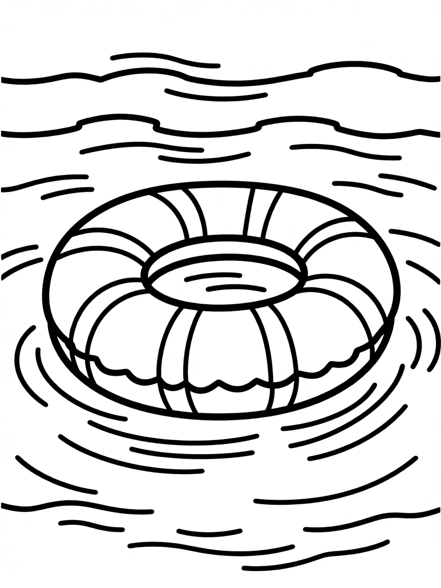 A bouncy inner tube floating on water.