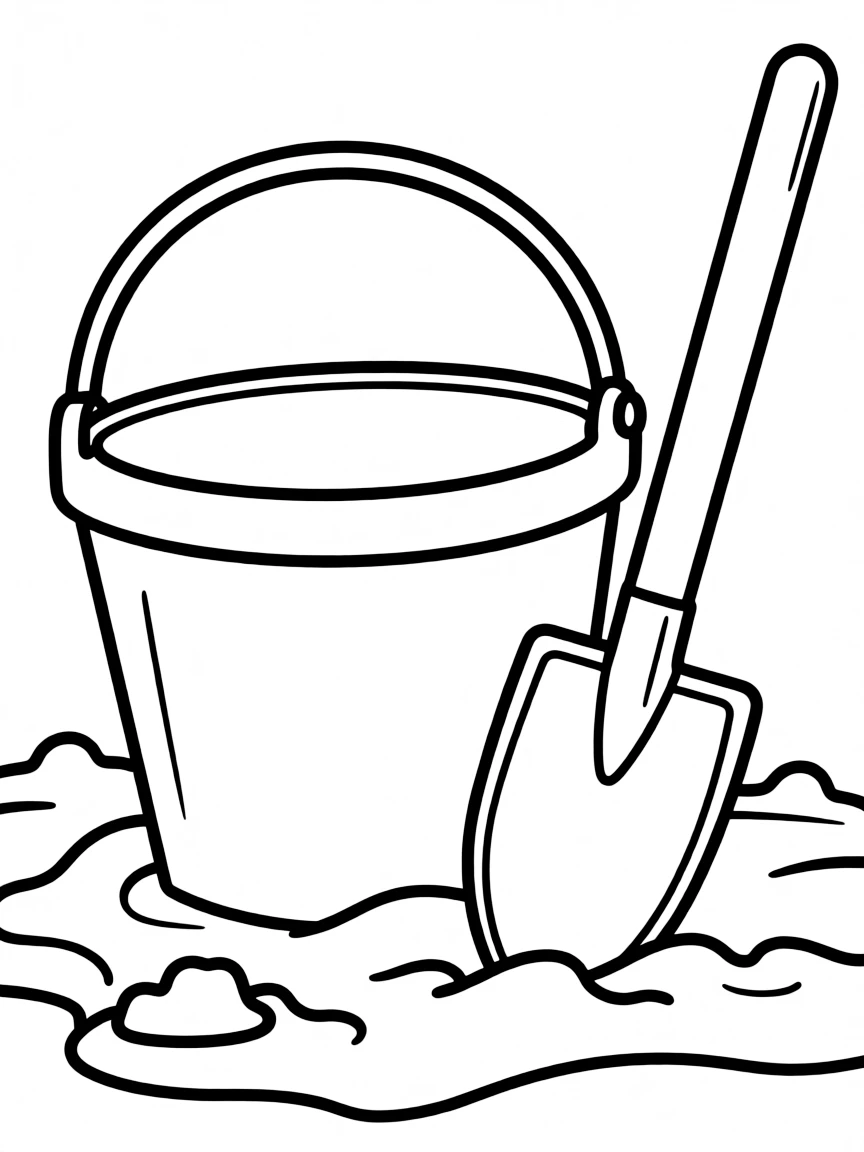A colorful bucket and spade for sandcastles.