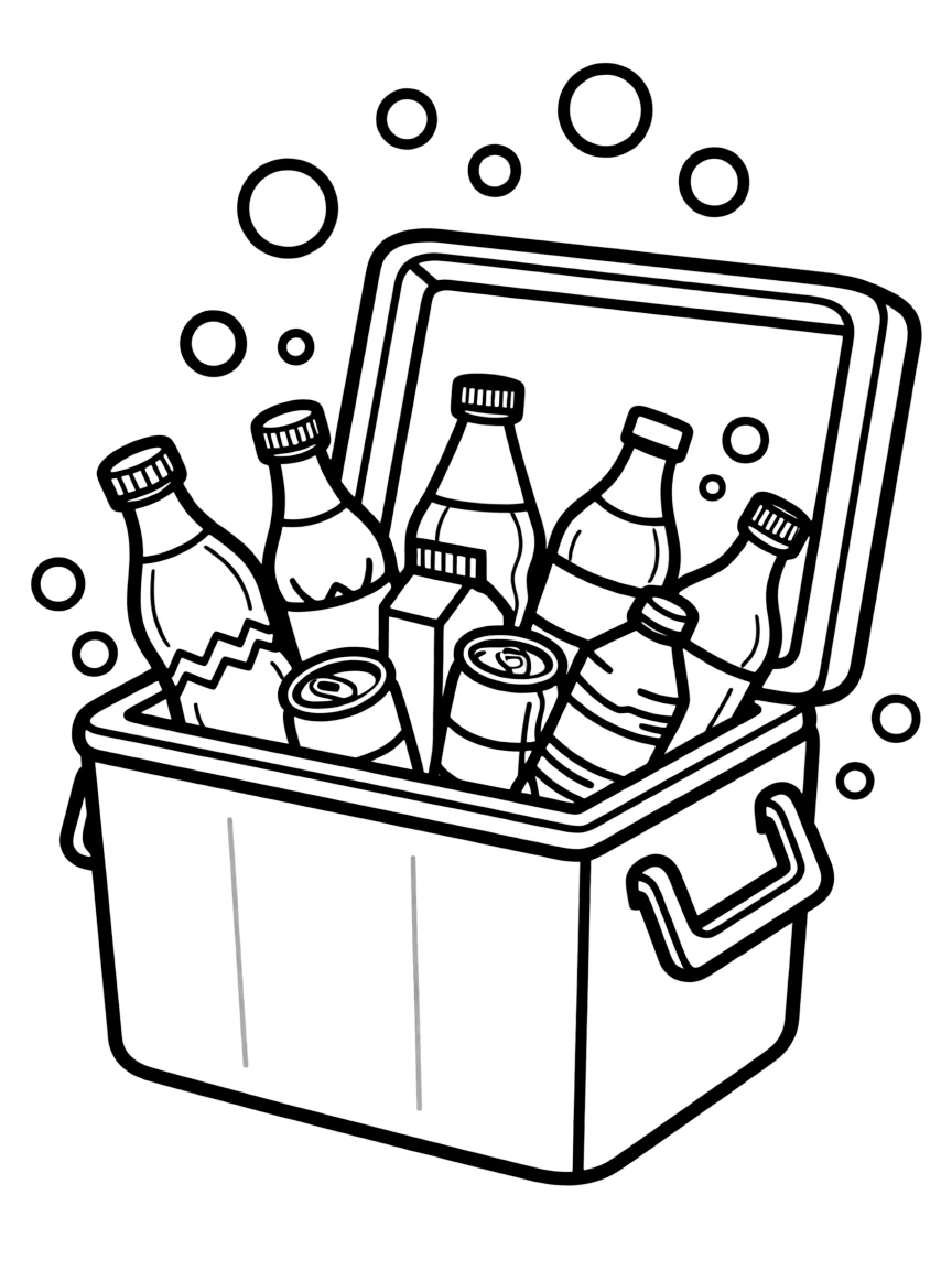 A bubbly cooler full of drinks.