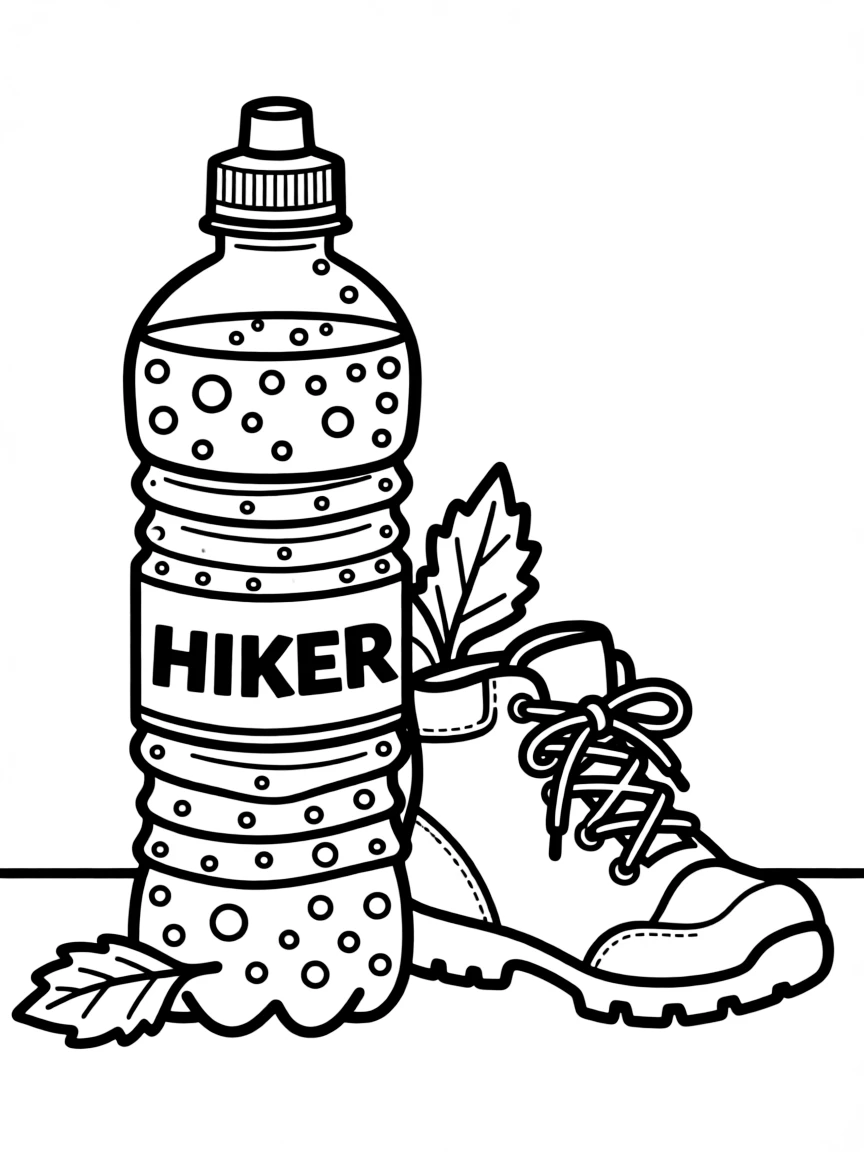 A bubbly water bottle for hiking.